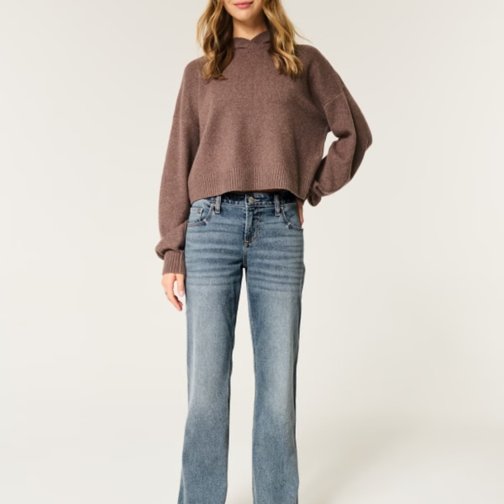 Hollister Women's Straight Leg Jeans in Blue